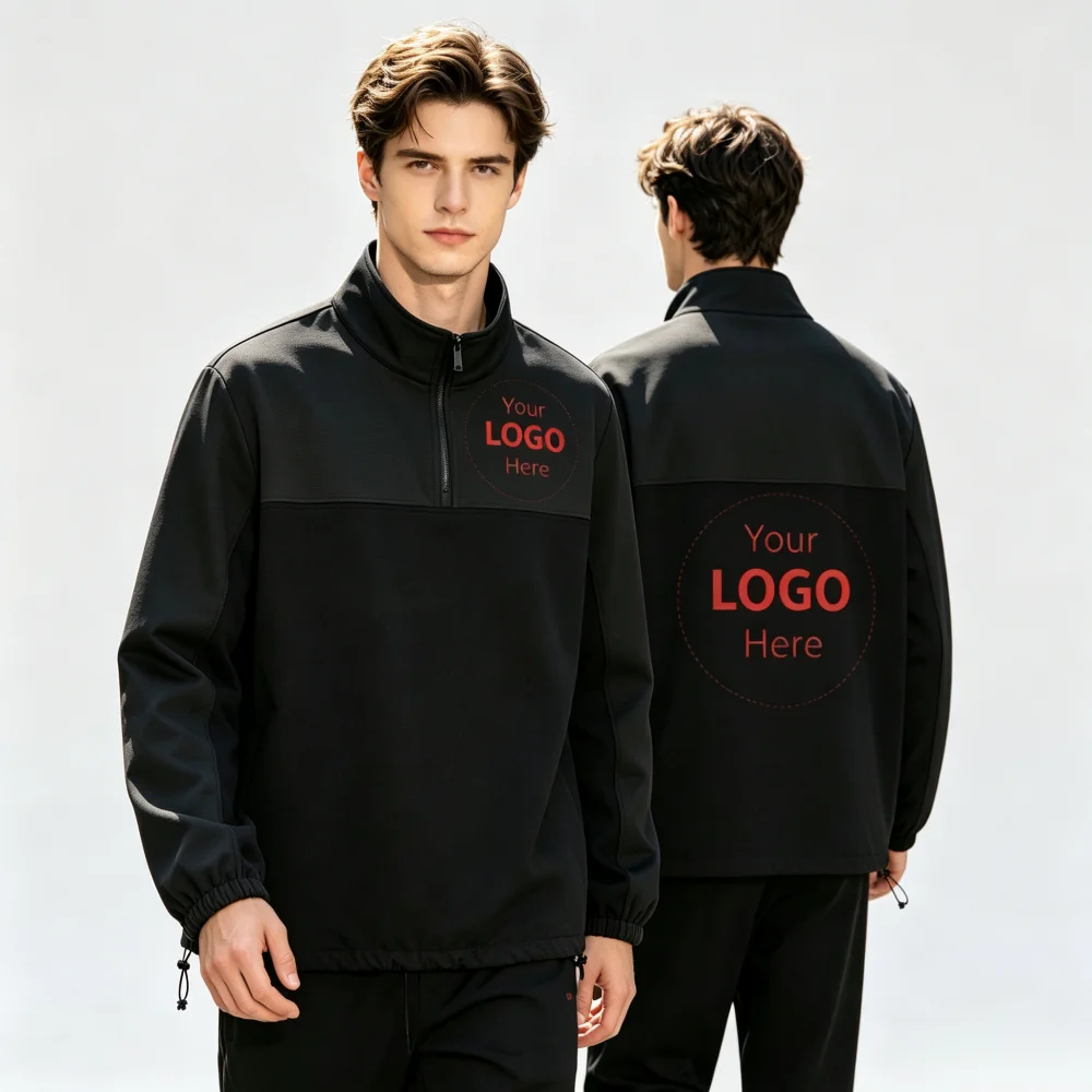 Custom Half Zip Sweatshirt Color Block Stand Collar Pullover Personalized Logo Print Men Women Casual Knit Tops