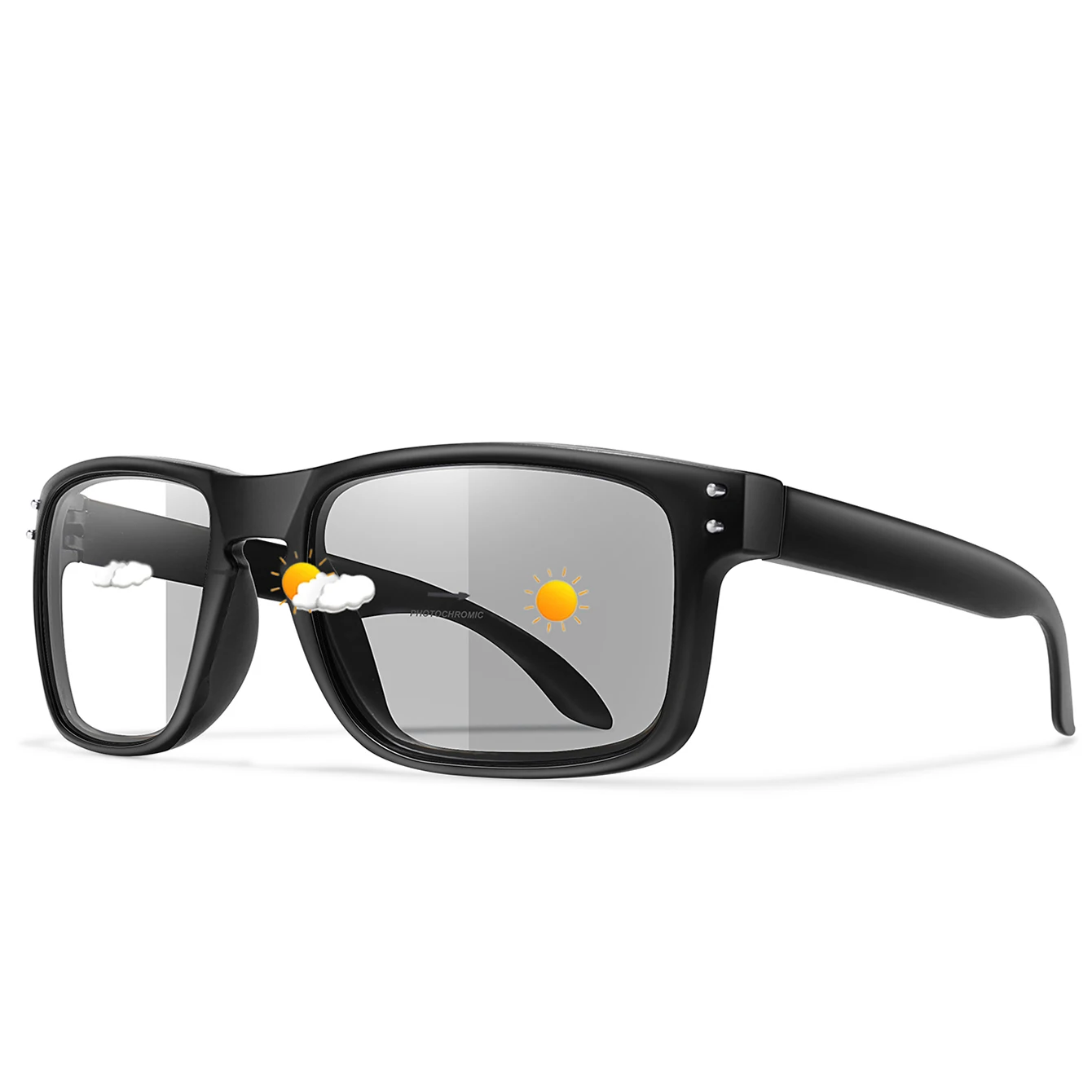 Outdoor Sports Photochromic Sunglasses Men Women Cycling Mtb Bicycle Eyewear Square Windproof Simple Classic Goggles
