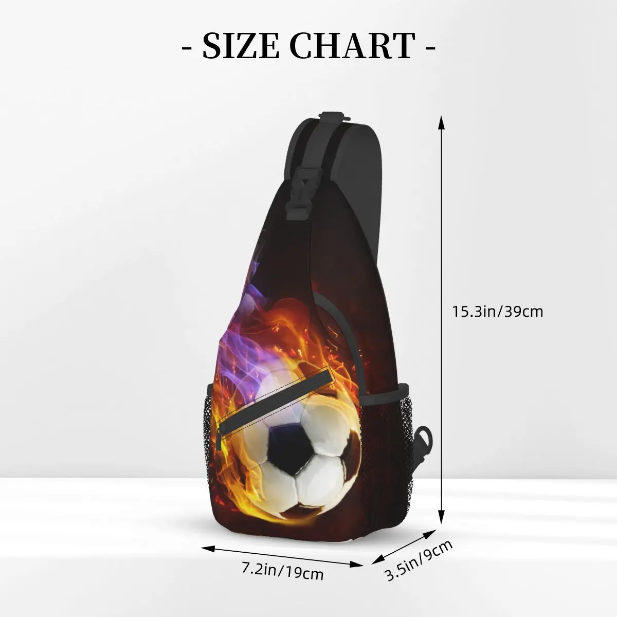 Fire Soccer-bandolera pequeña para el pecho, mochila de hombro para deportes al aire libre, mochilas de día, balones de fútbol, patrón deportivo, Satchel