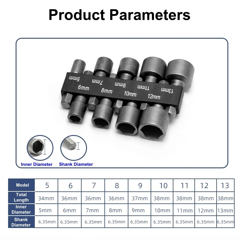 Zestaw 9 szt. kluczy nasadowych sześciokątnych wewnętrznych, uchwytów, wkrętaków, przedłużek nasadek, zestawu do nakrętek pneumatycznych, wiertarskich, akcesoriów narzędziowych