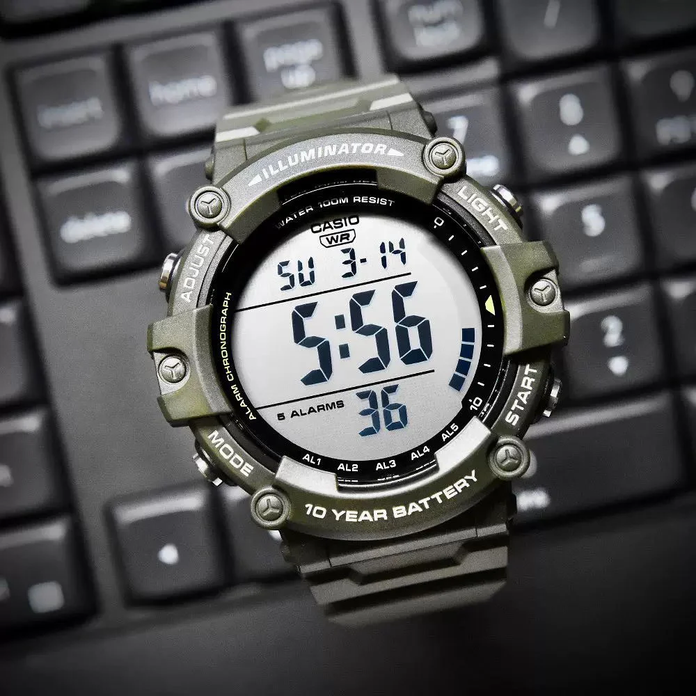 Casio-reloj deportivo de cuarzo para hombre, cronógrafo digital militar, resistente al agua hasta 100m, con batería de 10 años de duración