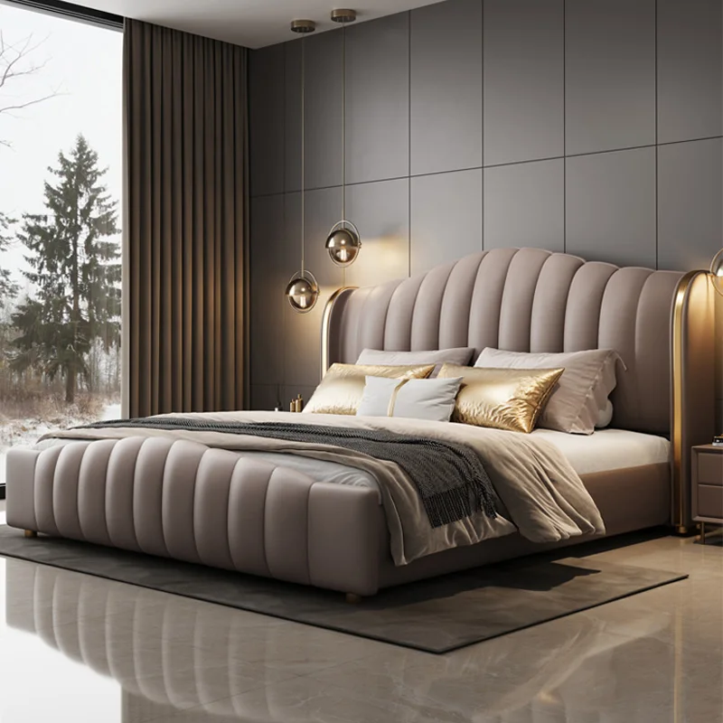 

Luxury Headboard Frame 150x200cm Double Bed King Size Decoration Queen Full Double Bed Twin Leather Furniture Bedroom