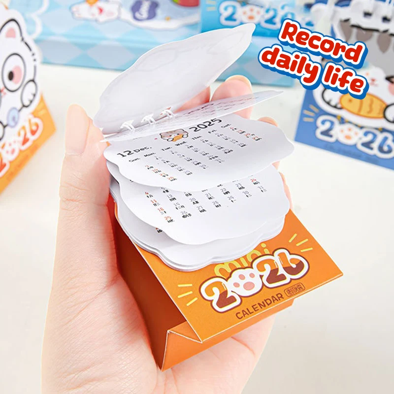 4PCS 2026 Cute Cat Mini Desk Calendar | Portable Monthly Planner for Home Office & School