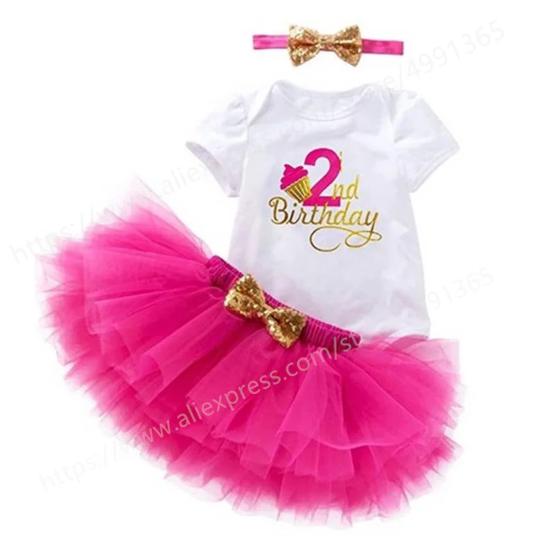 Vestido de Boutique de cumpleaños para niñas, tutú de princesa, trajes de fiesta de cumpleaños, ropa para niños, 2 años