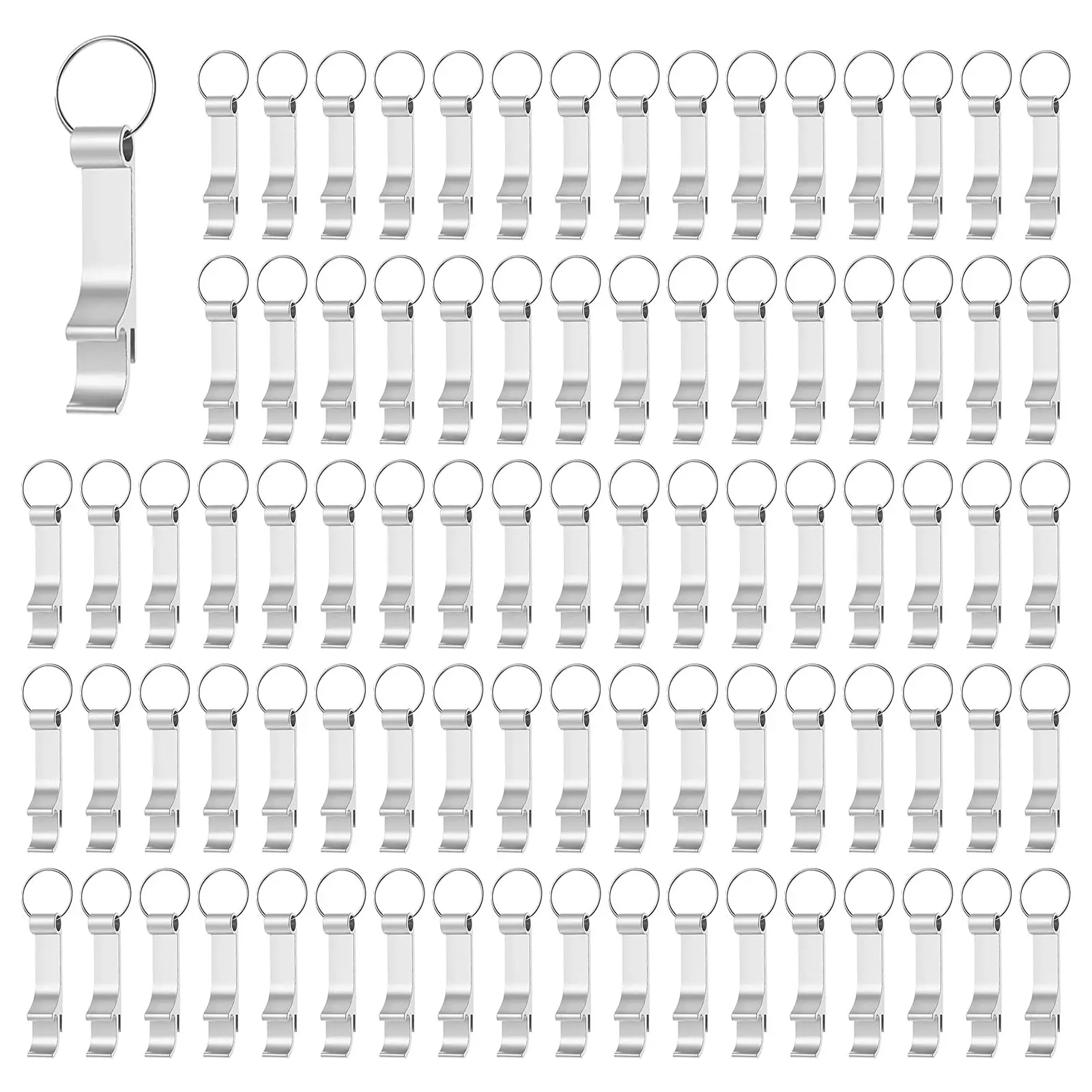 

100Pcs Beer Bottle Openers Metal Keychain Bottle Opener Beer Opener Beverage Bottle Opener Silver Color