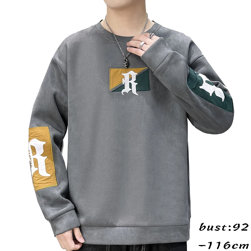 

High quality sweatshirts for men long sleeve vintage letter pullover new spring autumn 2024 tending clothing - black beige grey