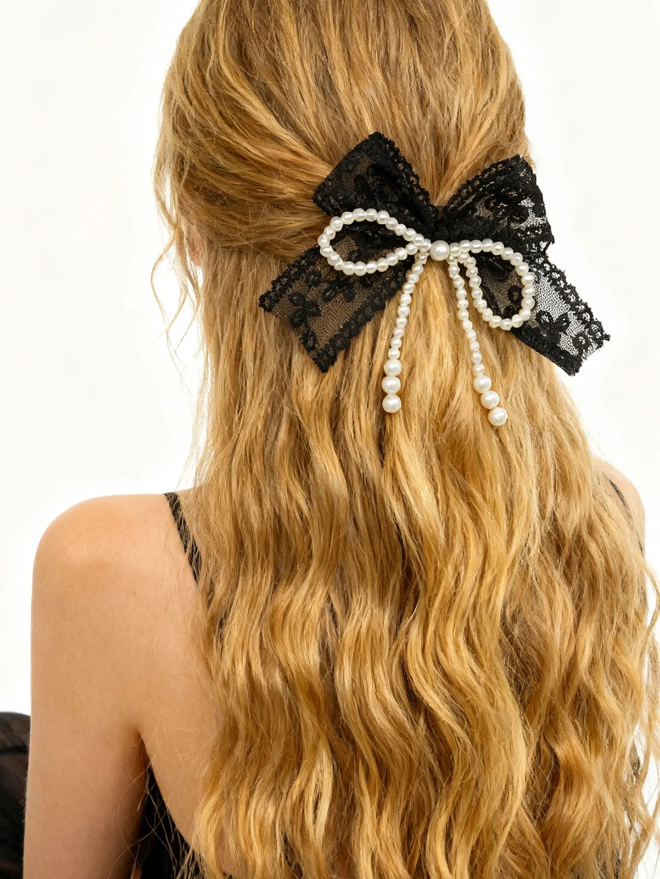 Valentine's Day Hair Accessories (2 Pieces/Pair), Fashionable and Cute Bow Pearl Tassel Hair Clips, Multifunctional Ear Clips, Women's Hair Accessories, Valentine's Day Gift Claw Clips, Student Supplies, Elegant College Style, Pearl Hair Accessories, Bow