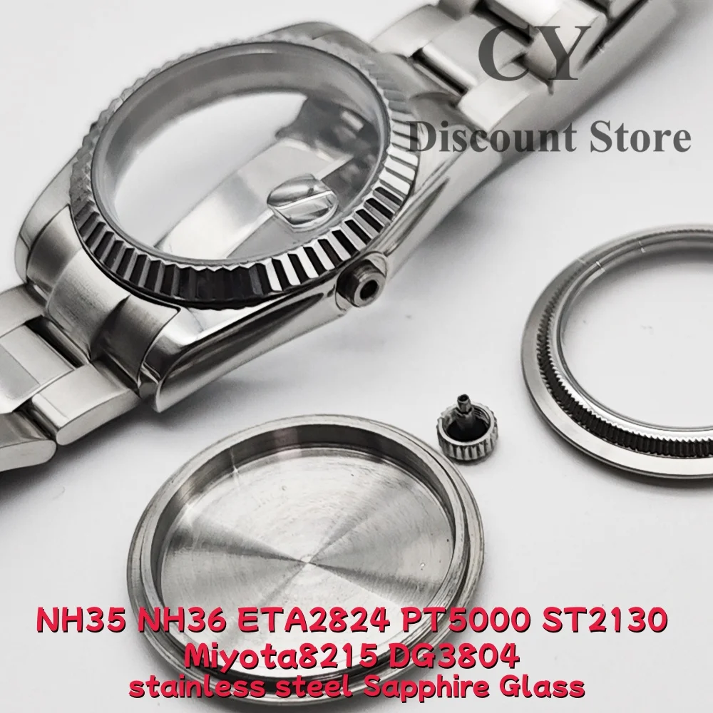 RICHUS 36mm 39mm Watch Case  Silver Stainless Steel Watch Case Fit NH35 NH36 ETA2824 ST2130 PT5000 Miyota8215 DG3804 Movement