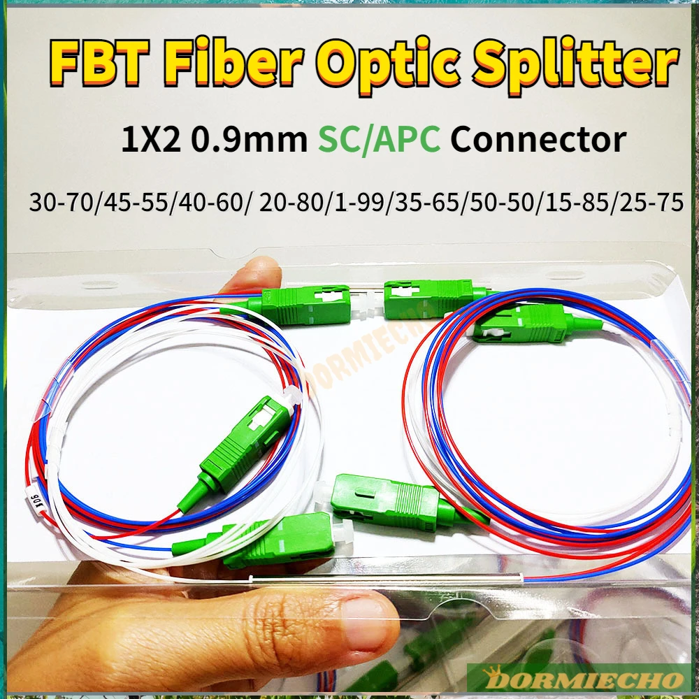 

10pcs/lot High Quality 1x2 FBT Fiber Optic Splitter with SC APC Connector 0.9mm Optional Splitter Ratio Unbalanced Coupler FTTH