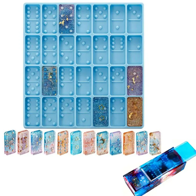 Resin mold DIY Point Card Game Card Crystal Silicone Mold Domino Mirror Resin Epoxy Mold Home Decoration Storage Silicone mold view 2