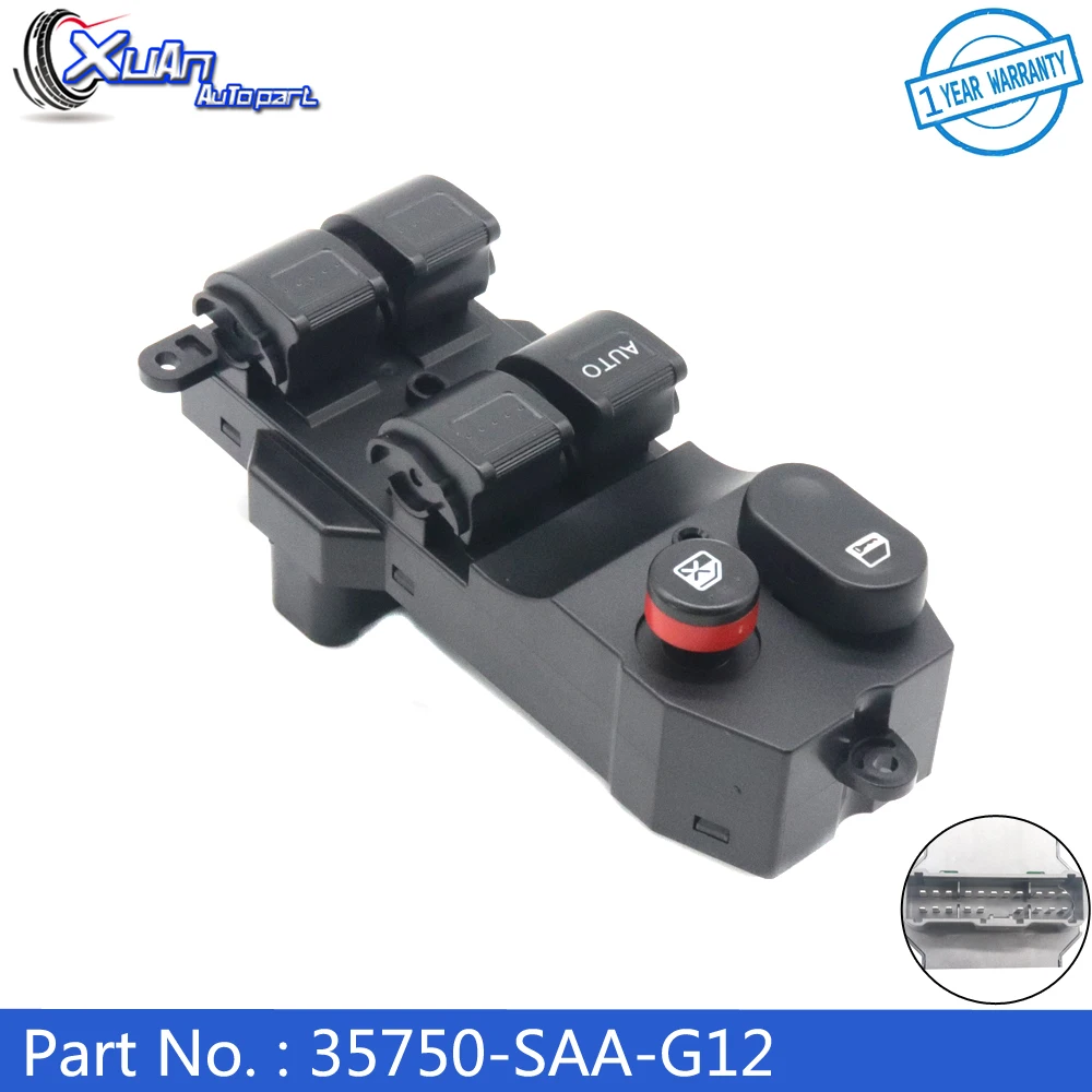 XUAN 35750-SAA-G12 Electric LHD Front Left Lifter Master Power Window Control Switch For Honda Jazz Fit 2003-2008 35750-SEL-P11