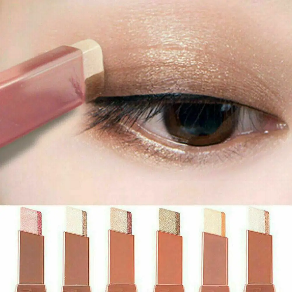 Barra de sombra de ojos con brillo de doble Color, lápiz de sombra de ojos, maquillaje impermeable, Bicolor, brillo, cosméticos, herramienta de maquillaje de belleza, regalos, nuevo