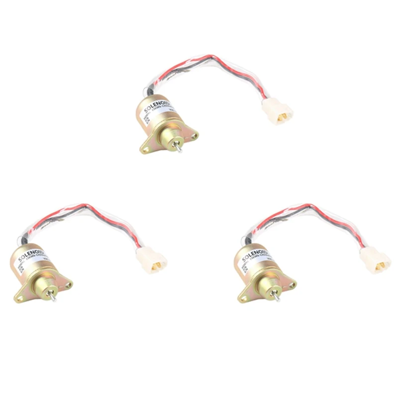 

3X 12V Engine Fuel Shut Off Solenoid Valve Shutdown For Yanmar 119653-77950