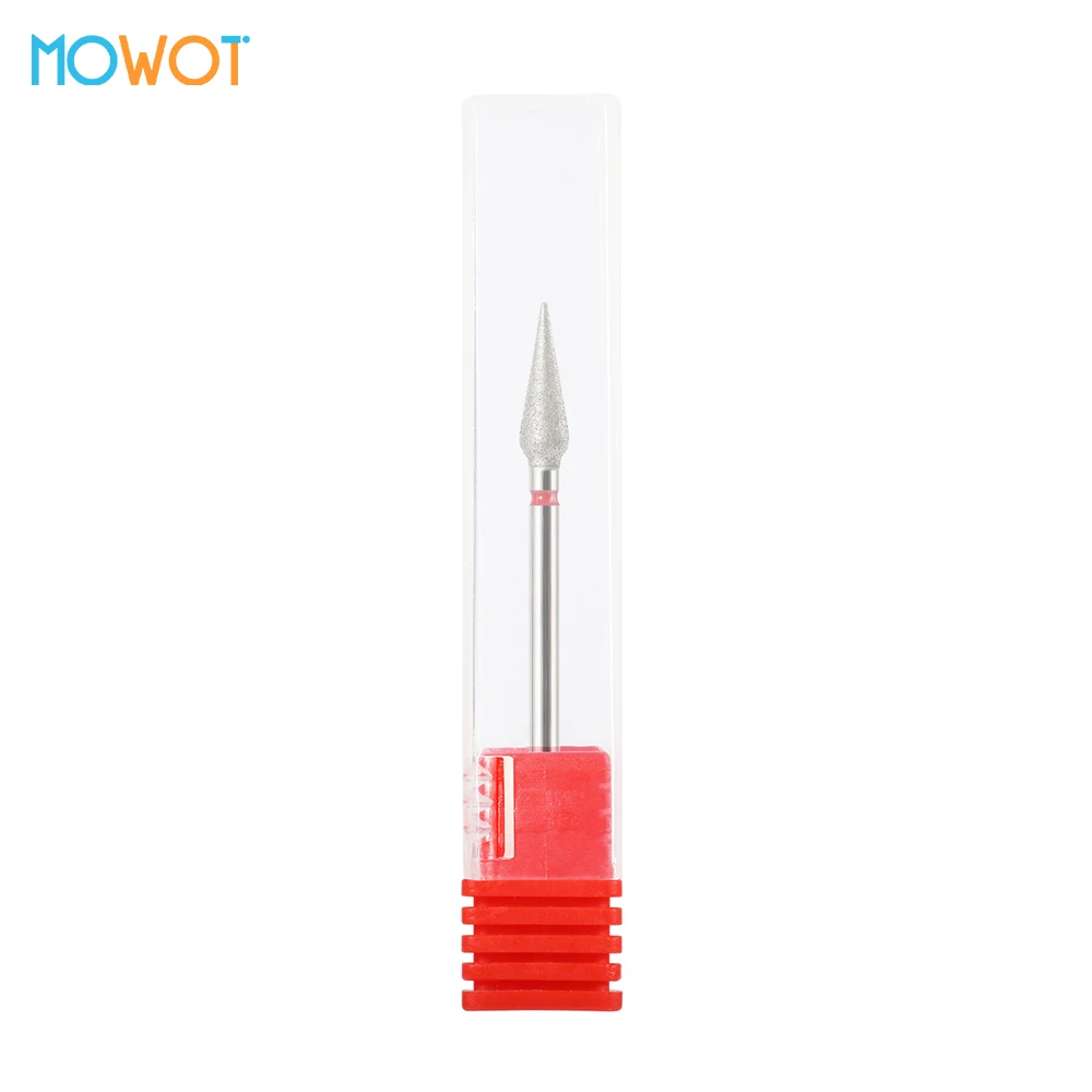 MOWOT 1 szt. Frez diamentowy płomień do manicure, obrotowy frez do skórek, frez do paznokci 3/32'', elektryczny frez do narzędzi do paznokci