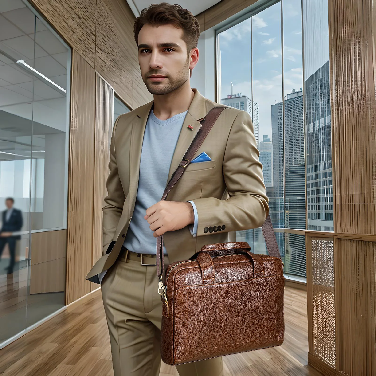 Borsa da lavoro in pelle da uomo di vendita calda borsa da lavoro per Laptop da uomo in vera pelle di vacchetta borsa da lavoro per Tote Attache in