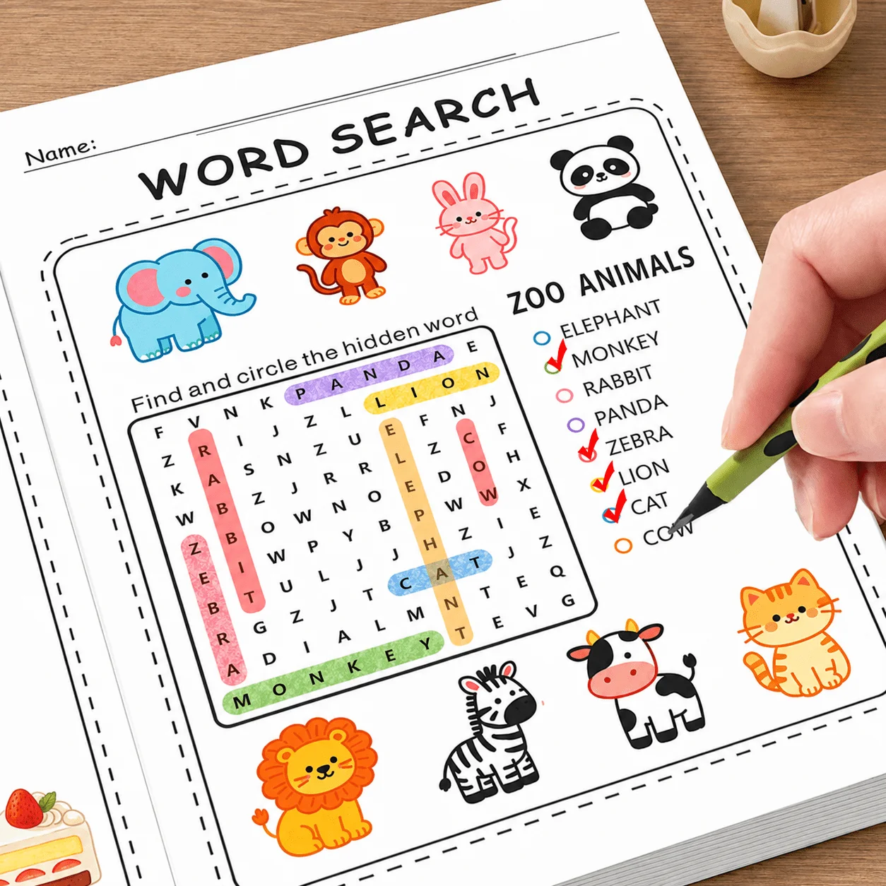Livre de mots à chercher et de coloriage pour la maternelle, 32 pages, 256 mots, puzzles et pages à colorier, livre d'art et d'anglais précoce pour enfants