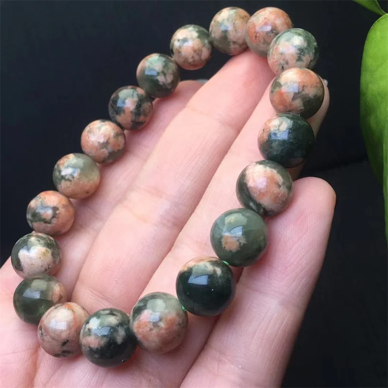 10MM Natural Green Rutilated Quartz Bracelet Gemstone Round Bead Crystal Healing fengshui Gemstone Bracelet Jewelry Gift 1PCS