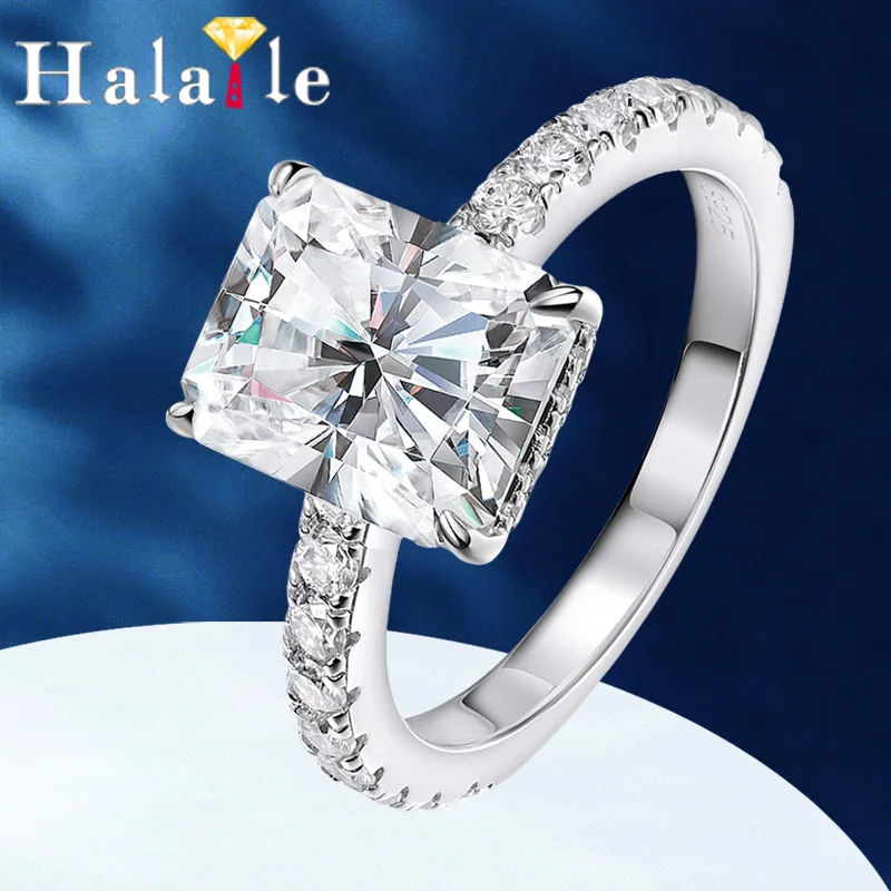 

Halaile D Color Moissanite S925 Sterling Silver Ring with GRA Classic Fine Jewelry Women's Luxury Wedding Engagement Bridal Gift