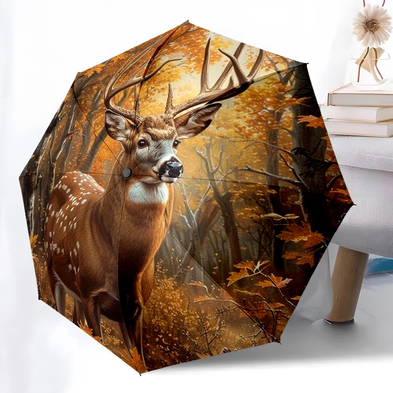 

Зонт с оленем «Осенний лес», 1 шт., легкий и портативный, из 8 рулонов, идеально подходит для путешествий на открытом воздухе, аксессуары для дома, рождественские подарки