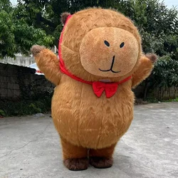 2m/2.6m Furry Capybara Mascot Costume Inflatable Plush Animal Cosplay Suits Carnival Halloween Performance Props For Adult