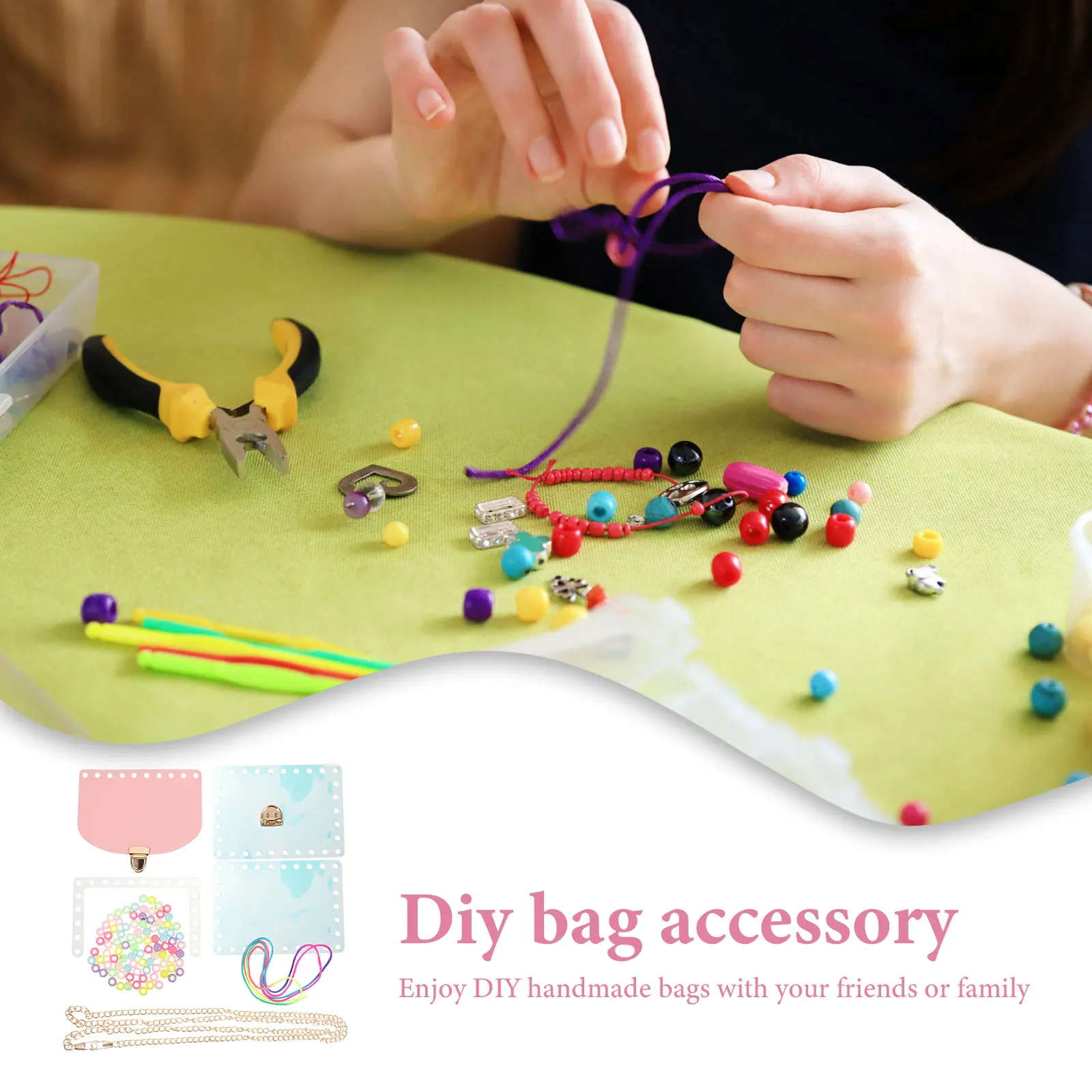 

1 set 1 Set Diy Bag Craft Kit Bag Making Materials Crossbody Tote Handmade Kit For Women Beginners Beads Accessories Gift