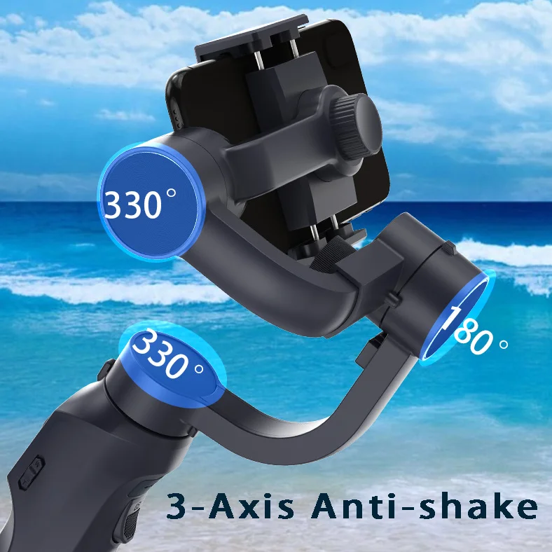 Anti-shake 3 Axis Gimbal Smartphone Stabilizer Handheld for Shooting Short Vedio Live Streaming Broadcast Face Recognition