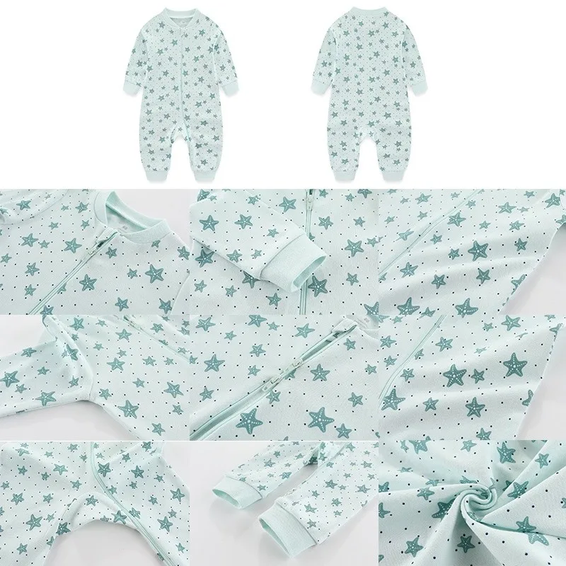 

2 Pieces Print Cartoon Cotton Jumpsuits 0-24Months Newborn Baby Girl Clothes 2-Way Zipper Baby Boy Clothes Long Sleeve