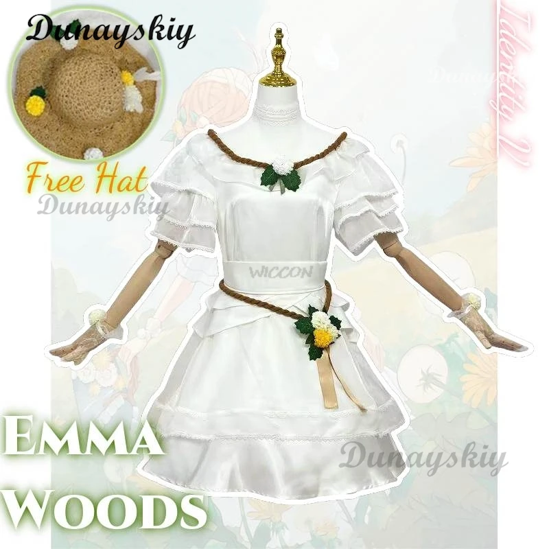 

Emma Woods Lisa Beck Game Identity V Cosplay Costume Clothes Uniform Cosplay Straw Hat Pastoral Style Halloween Party Woman