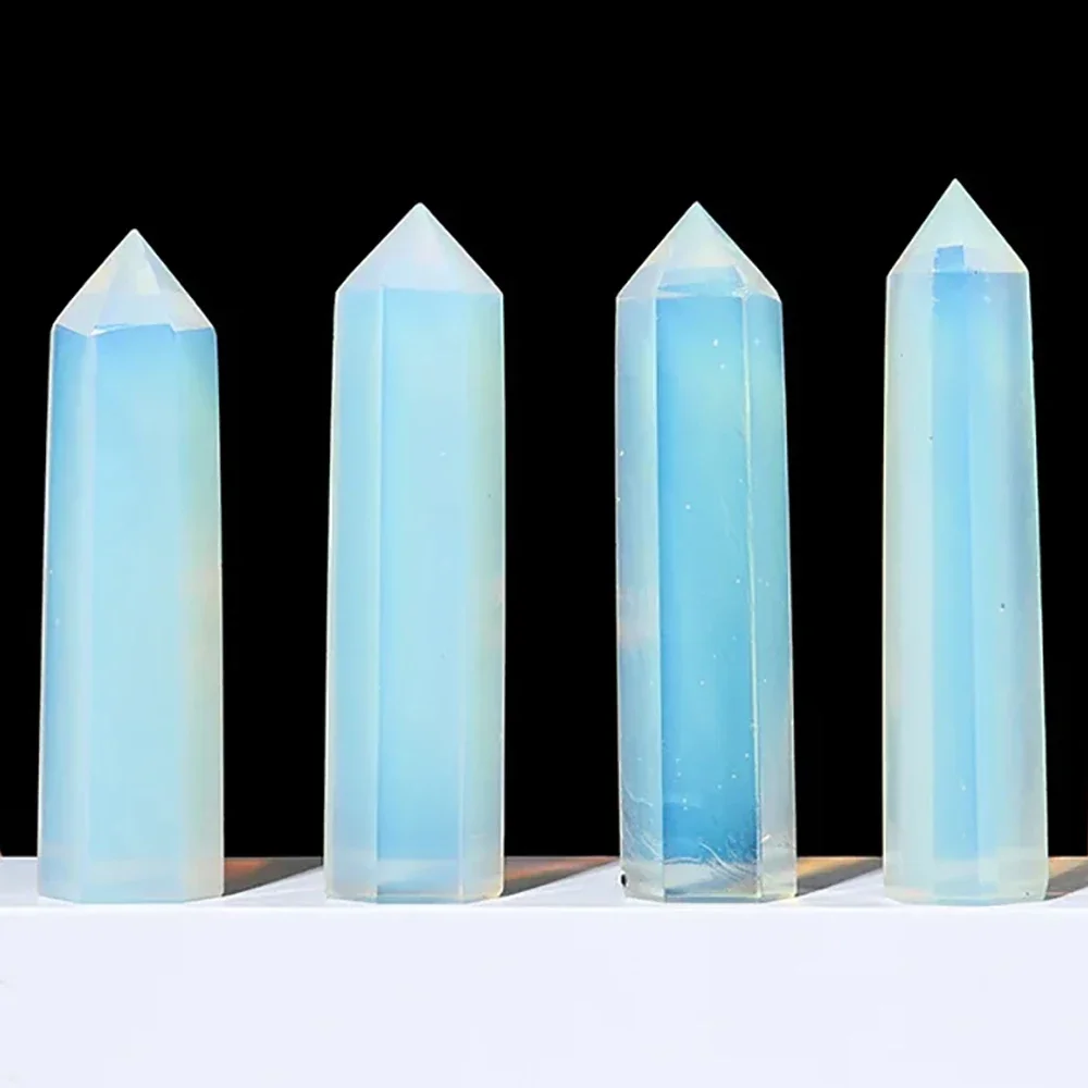 Opalite Single Point Wand Witchcraft Supplies Hexagonal Prism Mineral Stones Crafts Desktop Home Decoration Christmas Gifts