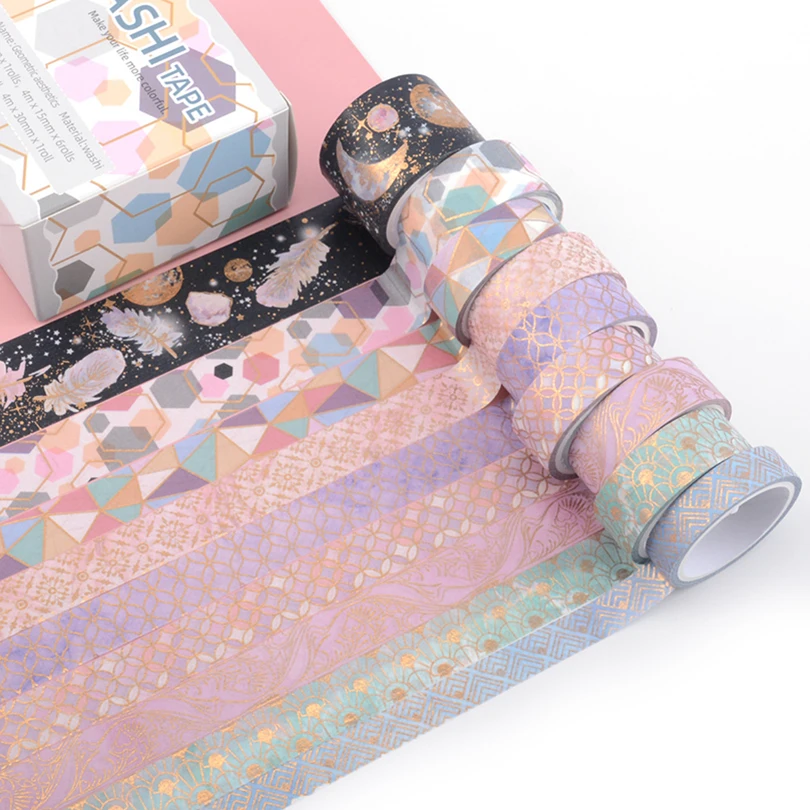 Imagem -05 - Sakura Tape Masking Grupo Folha de Ouro Washi Tape Kawaii Diário Papelaria Scrapbooking Fita Adesiva Decorativa 4m Rolls