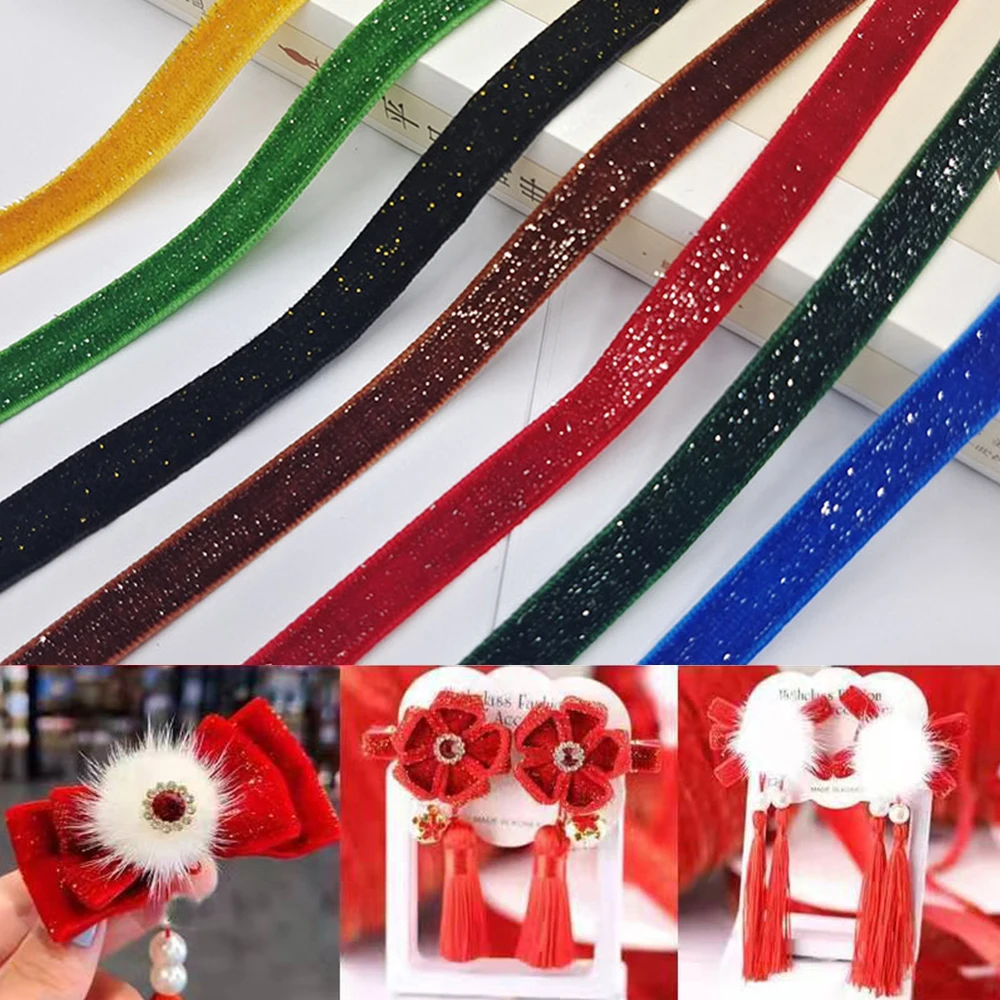 10/25mm Christmas Velvet Ribbon Colour Brilliant New Year Ribbons 10 Yards For Gifts Box Wrapping Wreaths Bows Supply Material