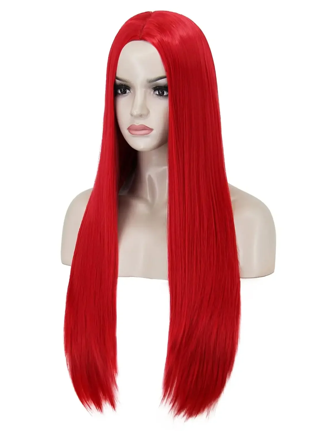 Peluca roja de Sally para Cosplay, peluca sintética roja larga y recta de pesadilla antes de Navidad, pelucas de pelo para fiesta de disfraces de Sally