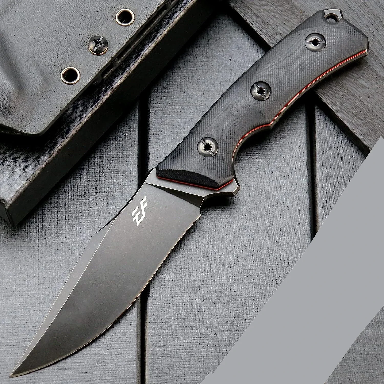 Eafengrow EF124 coltello a lama fissa 14 c28n lama in acciaio, manico bicolore G10 per lavorare in campeggio caccia sopravvivenza con guaina Kydex