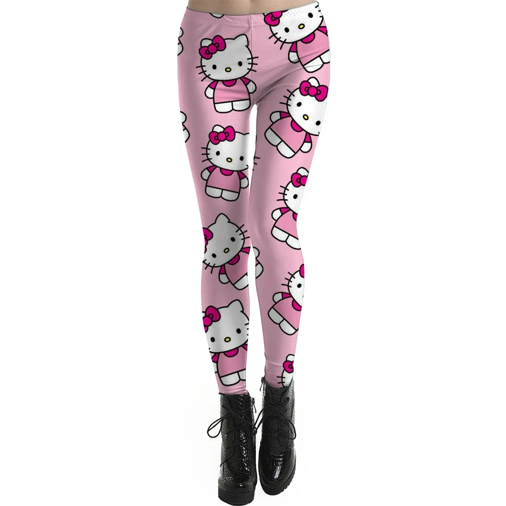 Kuromi Hello Kitty print Fashion Leggings Women Fitness Running Yoga Leggings Pants Energy Gym Tight Leggings Christmas Leggings