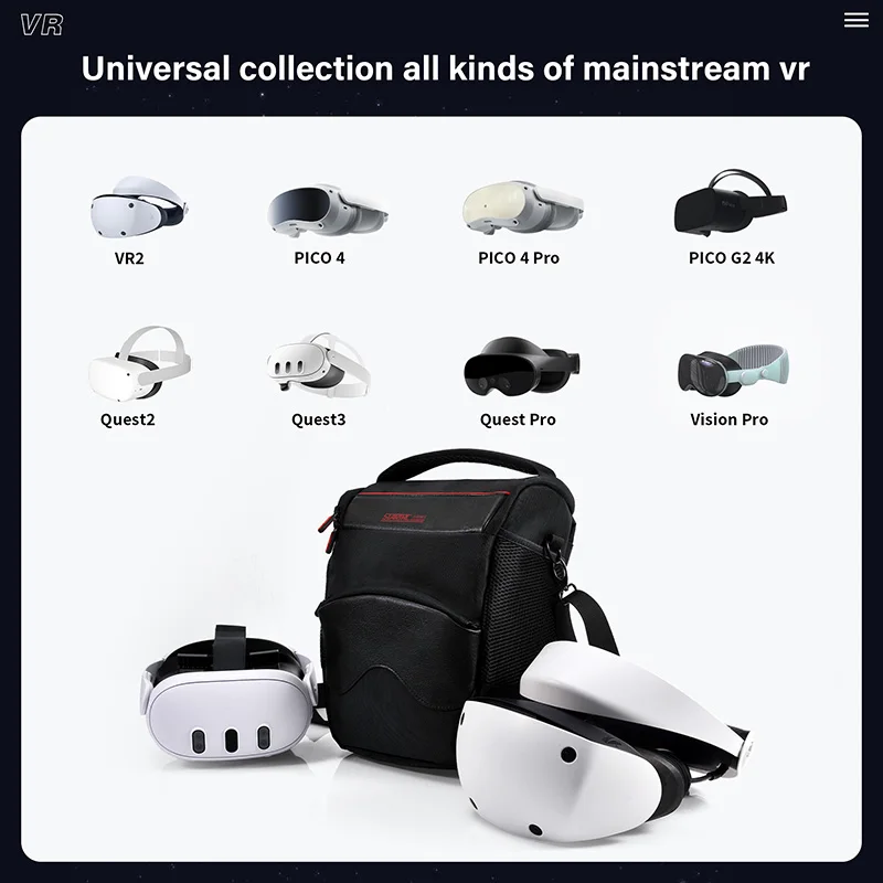 Universal VR Glasses Storage Bag for Meta Quest 3 2 3S/PS VR2/Pico 4 Pro/Pico G2 4K/Vision Pro Portable Travel Shoulder Bag