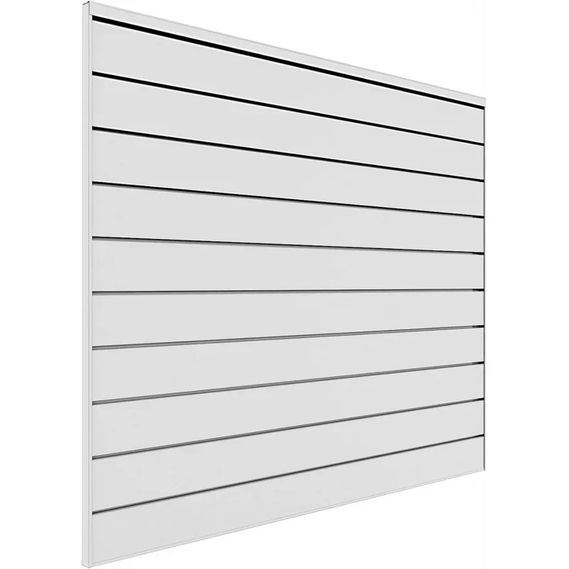 88103 Heavy Duty PVC Slatwall Garage Organizer, 4-Feet by 4-Feet Section, 10 Panels, White