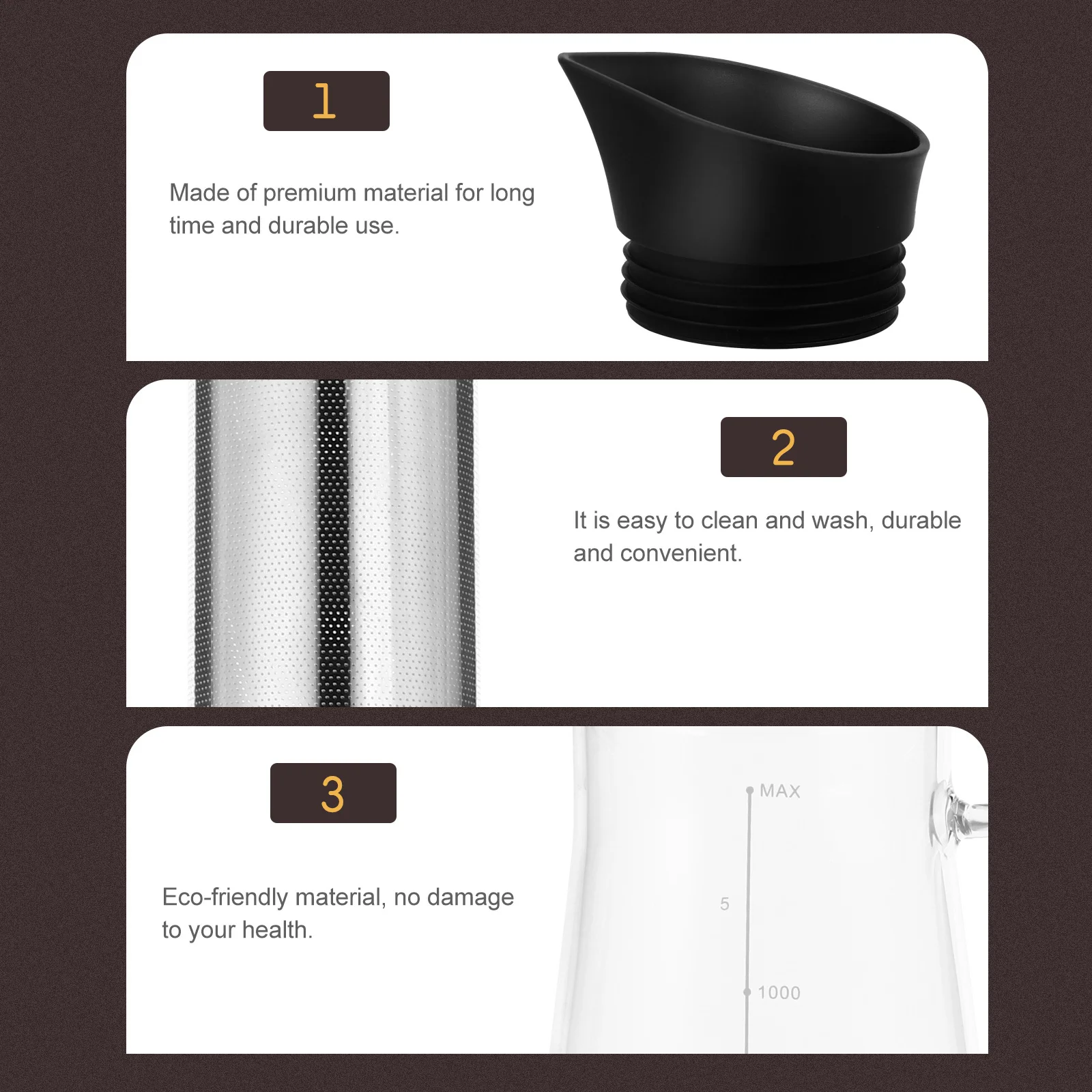 

1Pcs Premium Heat-Resistant Glass Coffee Kettle Large Capacity Cold Brew Pot Filter Easy Clean Multi-Functional Glass Tea Coffee