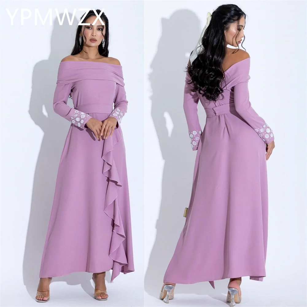 

Customized Evening Dress Party Occasion Women Formal YPMWZX Off-the-shoulder A-line Floor Length Skirts Flower Bespoke Occ