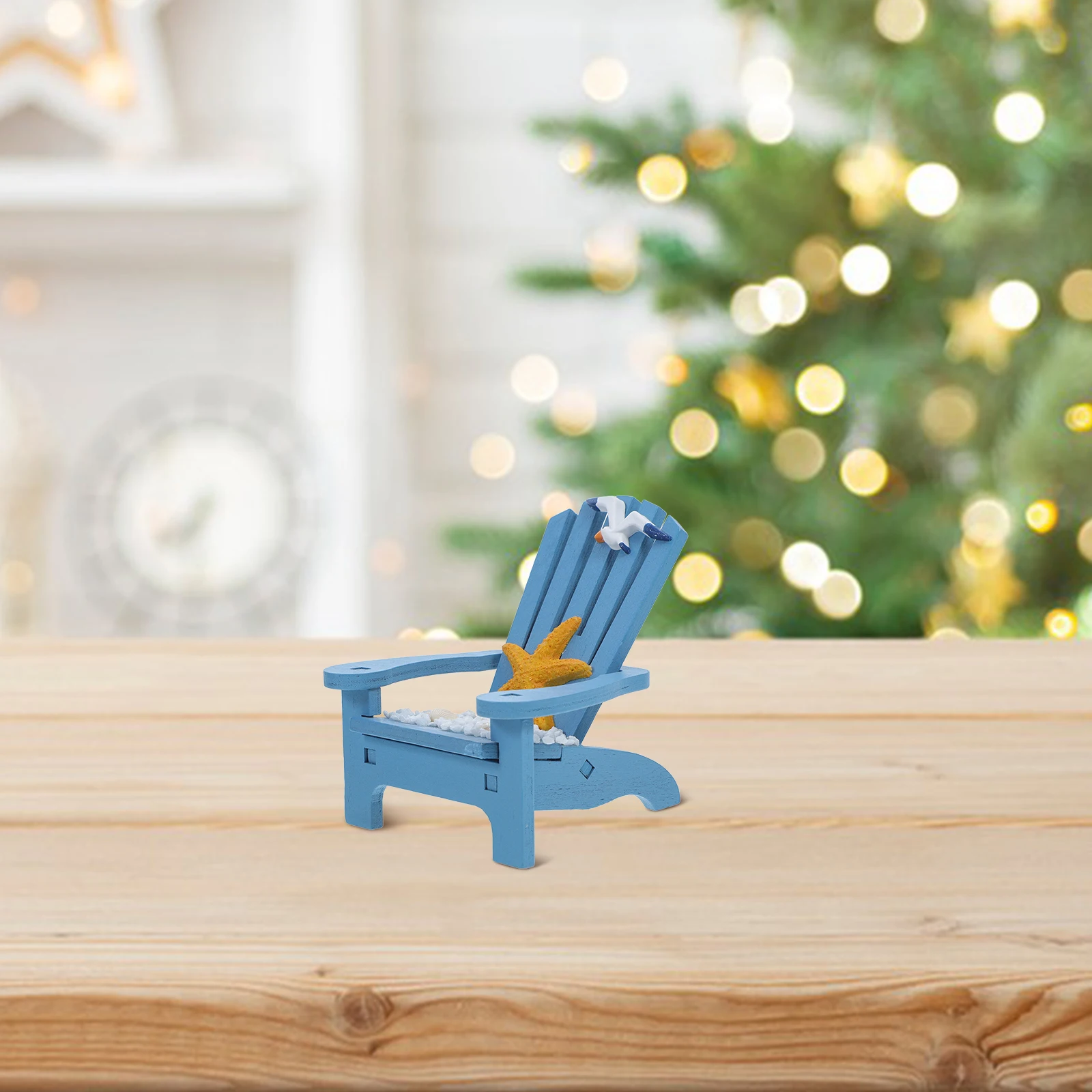 

Beach Chair Decoration Sand House Blue Mini Model Handmade Theme Room Dollhouse Ornament Manual