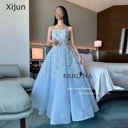 Xijun Baby Blue Gogerous Evening Dresses Long Formal Prom Gowns Sleeveless Saudi Arabric Prom Dresses A-Line Party Dresses 2023