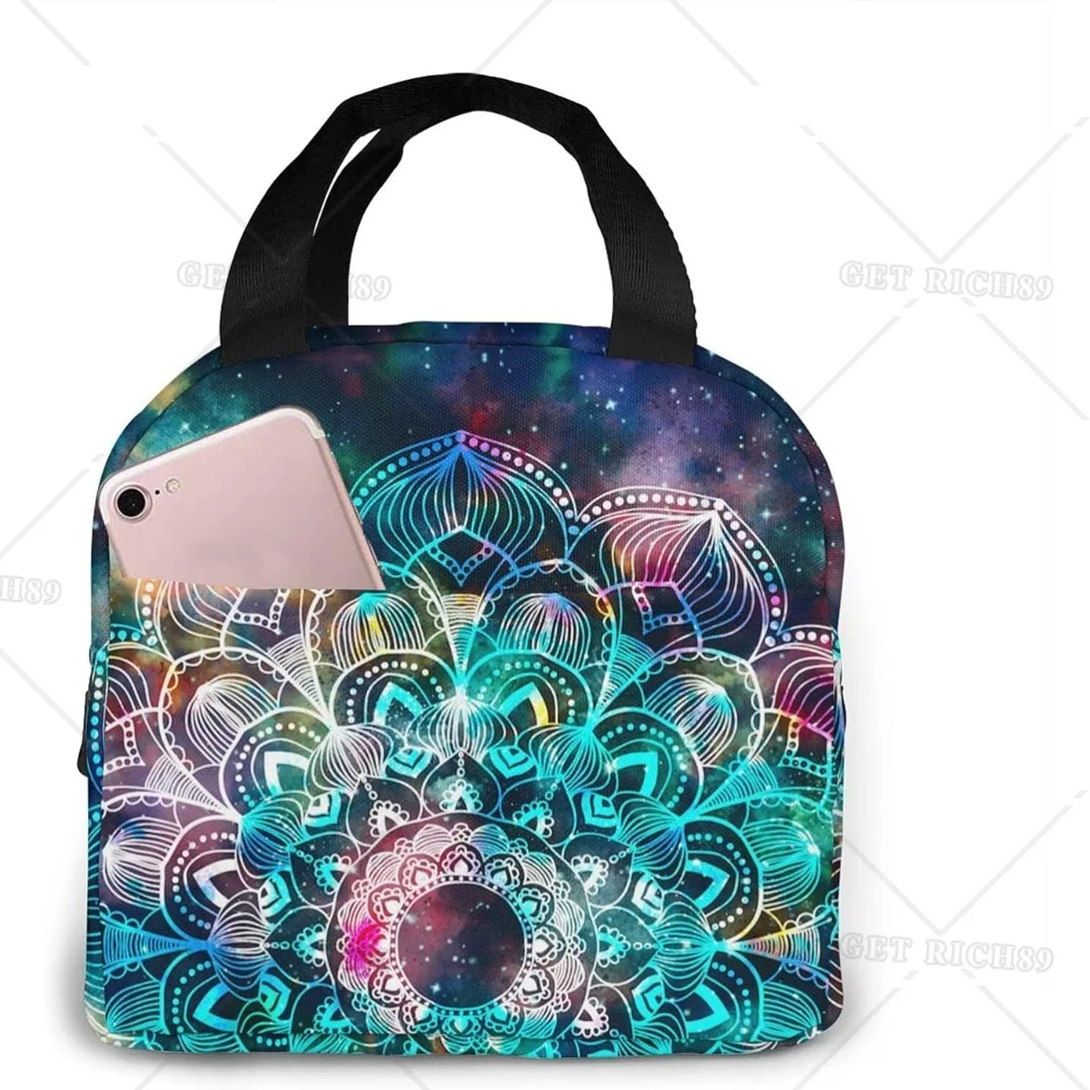 Mandala Reusable Lunch Bag for Women Men Kids Insulated Lunch Box Cooler Tote Bag Thermal Lunchbag for School Work Picnic