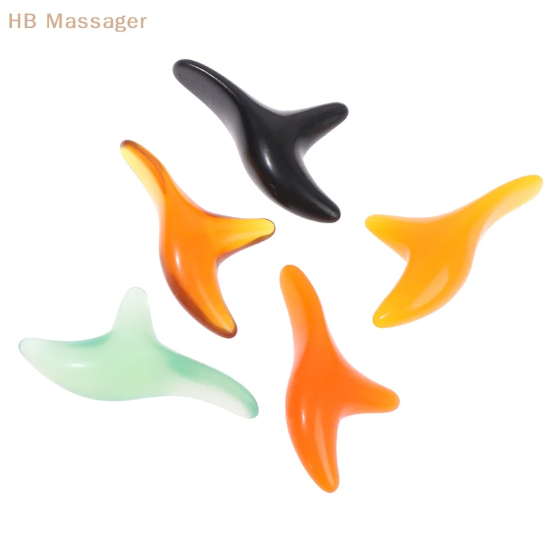 2021 New Amber Resin Wax Triangle Foot Feet Massager Gua Sha Acupuncture Shiatsu Tool