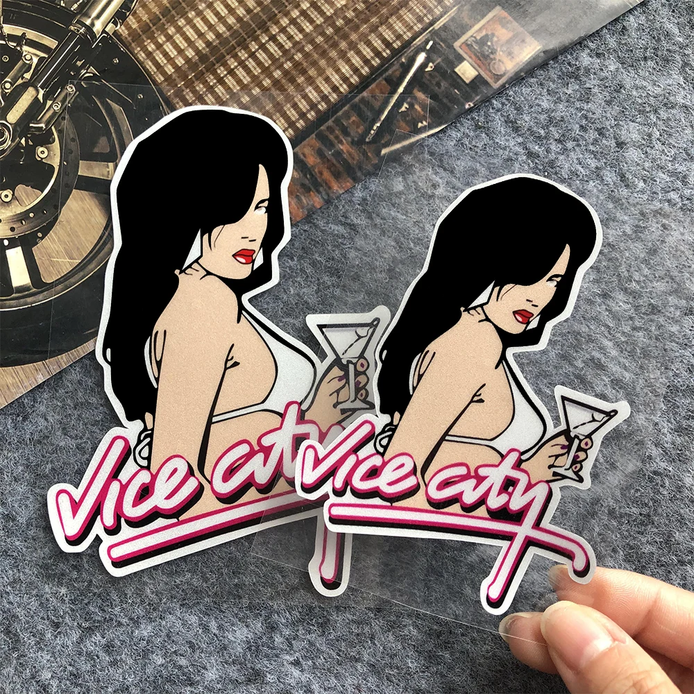 JDM لعبة النيون فتاة ملصقات السيارات العاكسة ديكور دراجة نارية موتو السيارات الجسم الزجاج الأمامي خزان الوقود الوفير شارات الفينيل اكسسوارات #4