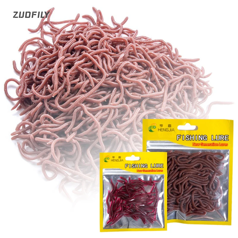 50Pcs Earthworm Soft Lure 4cm 8cm Artificial Simulation Fake Baits Ultra Light Plastics Bloodworm Companion For Fishing Tackle