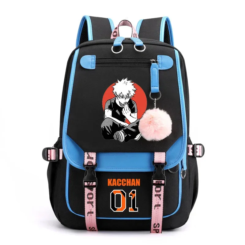Popular Anime Bakugou Katsuki Cool Pattern Backpack Teenage Street USB Flow Backpack High Quality School Backpacks