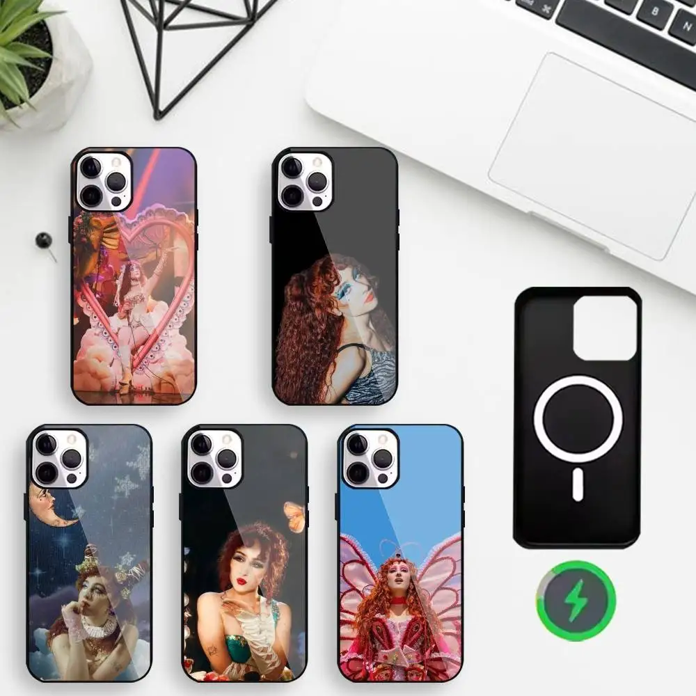 Custodia per telefono Queer Pop Icon C-Chappell Roan per iPhone17,16,15,14,13,12,11 Plus, per copertura magnetica con ricarica wireless