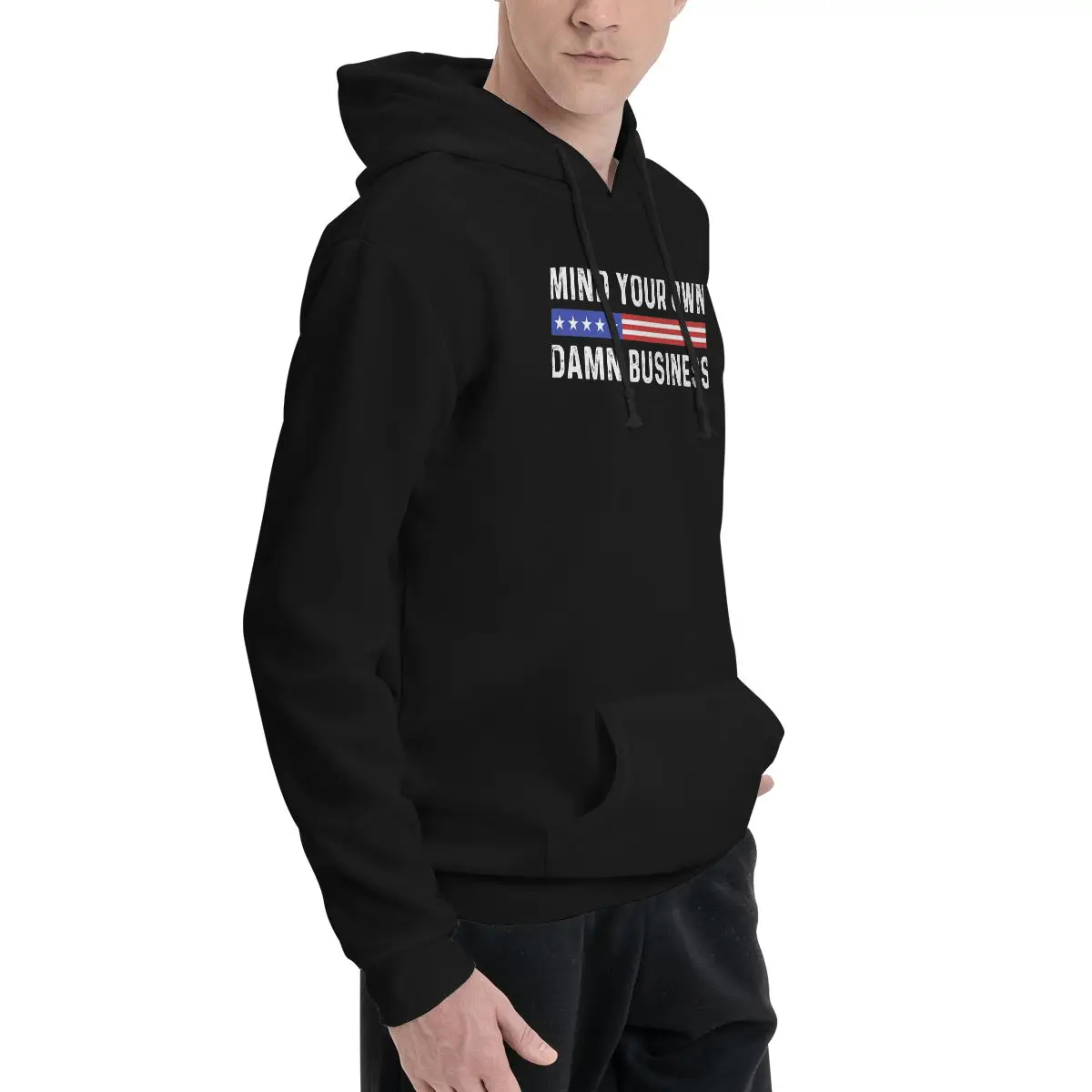 Mind Your Own Damn Business 3 Hoodie For Men Women Pullover Long Sleeve Sweatshirts Drawstring Hooded Shirt with Kanga Pocket