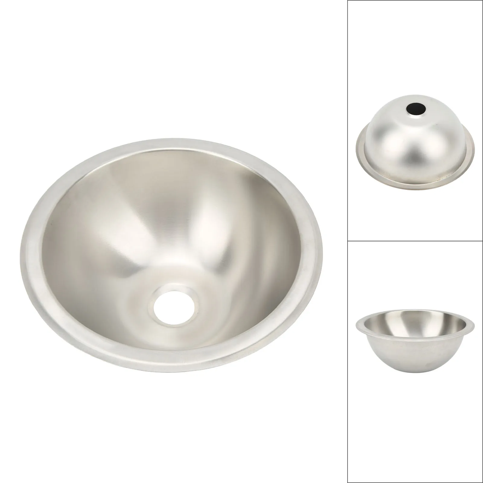 Sink Round Boat Sink RV Kitchen Sink 304 Stainless Steel Wiredrawing Smoothing Space Saving Round RV Sink for  Boat