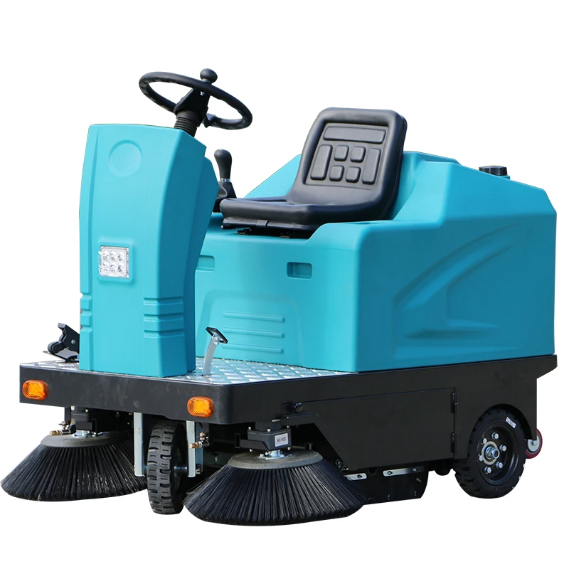 Electric Battery-Powered Ride-On Floor Sweeper Industrial Driving Type Road Sweeping Cleaning Machine For Street & Hotel Use