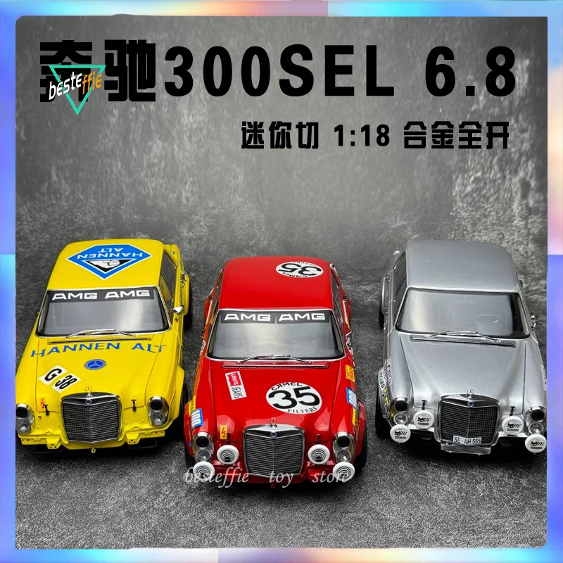 Minichamps Car Model 1/18 Benz 300sel 6.8amg Car Model Full Doors Open Simulation Alloy Cars Model Boy Collection Birthday Gift